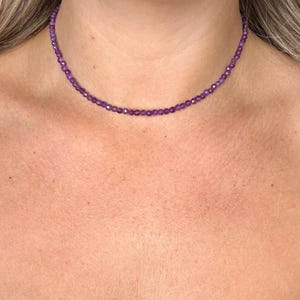 Amethyst choker necklace minimalist crystal healing natural stone