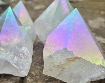 Angel aura quartz half polished point raw  crystal tower home decoration energy generator