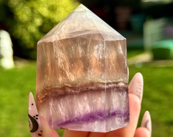 Smoky Fluorite Cupcake Tower Crystal Point Natural Stone Home Decor 253g 65mm
