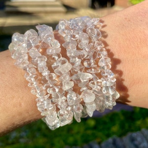 Clear Quartz Chip bracelet crystal healing natural stone jewelry