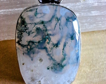 Tree agate pendant necklace witchy jewellery gift for him or her crystal healing jewelry for women 925 silver