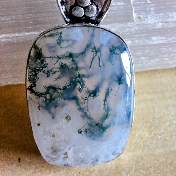 Tree agate pendant necklace witchy jewellery gift for him or her crystal healing jewelry for women 925 silver
