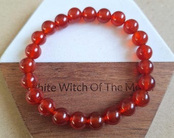 Carnelian Bracelet: Natural Stone Stretchy Sacral Chakra Jewellery