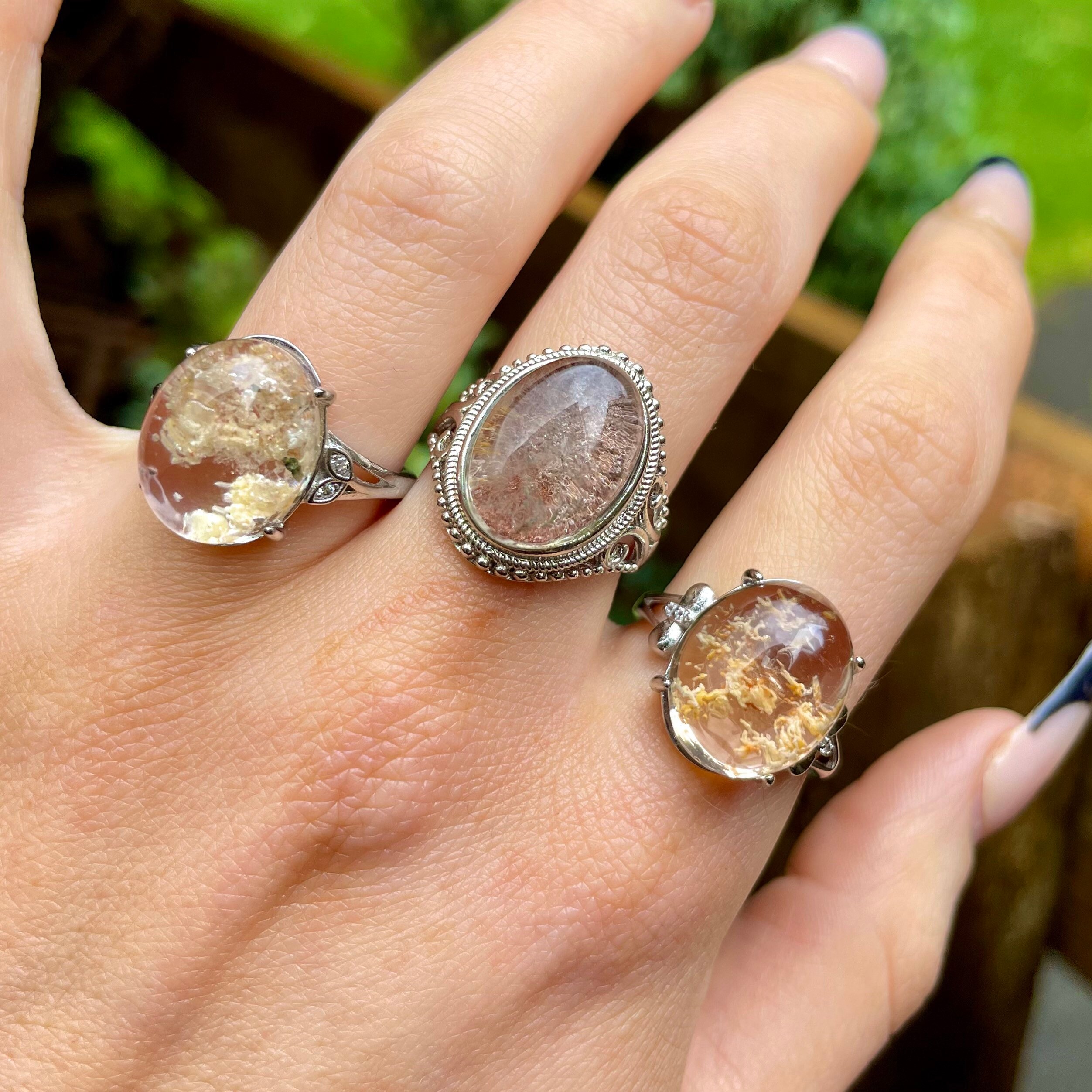 Phantom Quartz Lodalite Ring Adjustable White Copper Crystal Healing Etsy Denmark