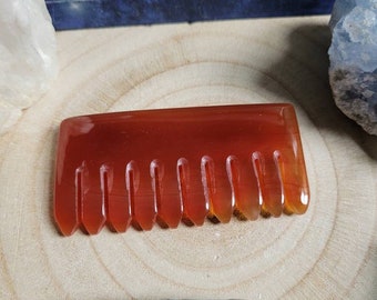 Carnelian Gua Sha Hair Comb Crown Chakra Scalp Massage Tool Natural Stone Carved Crystal
