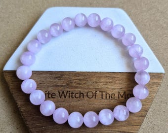 Kunzite Bracelet: Heart Chakra Jewellery 8mm Bead