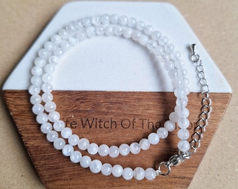 Gargantilla o pulsera de piedra lunar: joyería minimalista de sanación con cristales, energía femenina