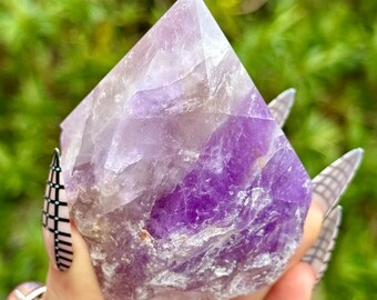 Lavender Amethyst Tower Half Polished Point Raw Crystal Natural Stone Home Decor Polished Gemstone Ornament 300g