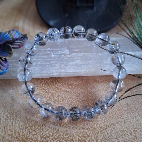 Herkimer diamond bracelet stretchy stacking gift for him or her crystal healing jewellery crown chakra jewelry