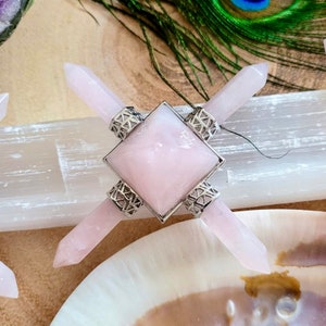 Rose Quartz Energy Generator Pyramid: Crystal Healing Home Decor