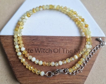 Golden Healer Choker or bracelet: Faceted Bead Minimalist Necklace