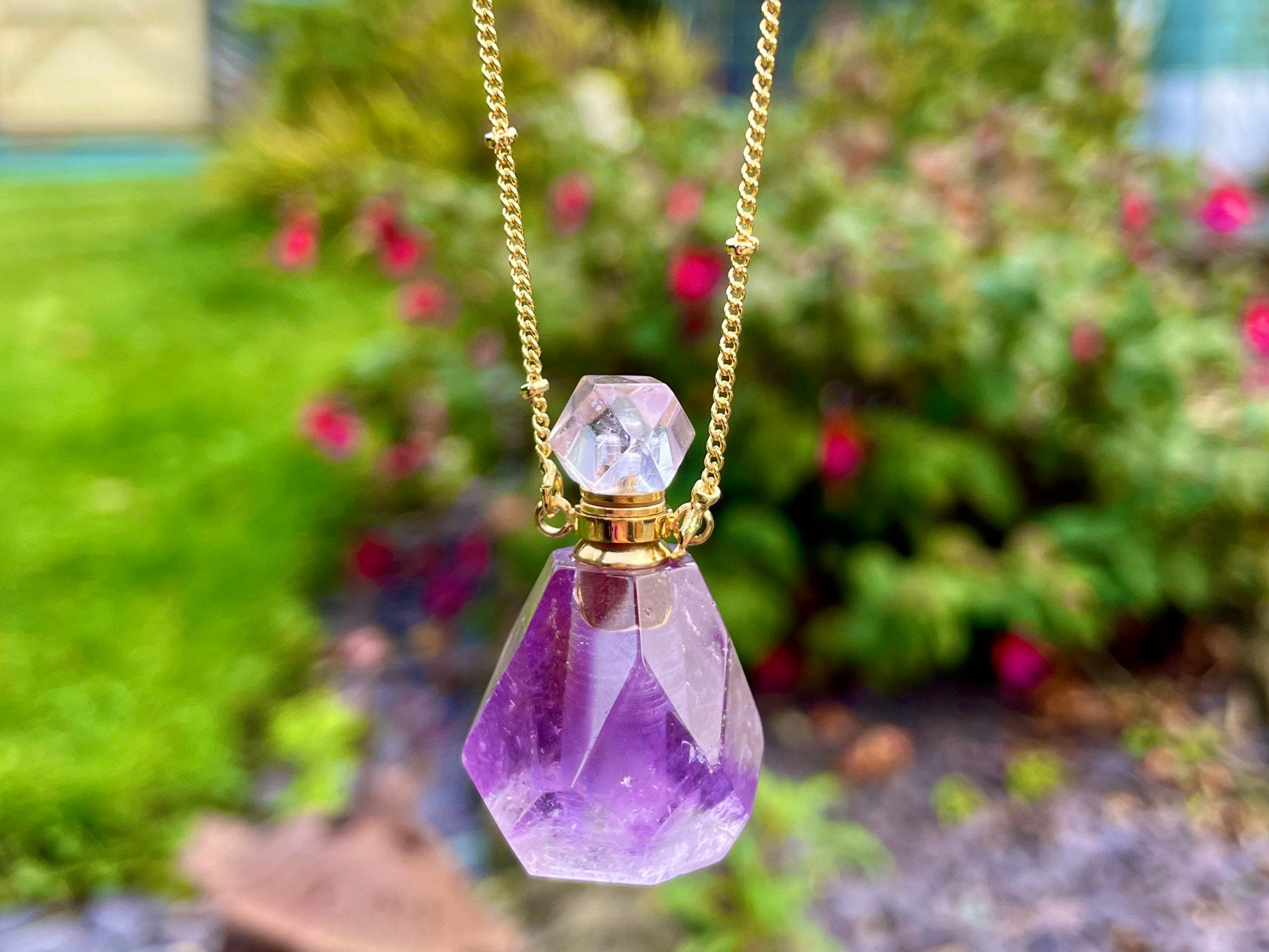 Amethyst Crystal Power Ring Pendant Necklace