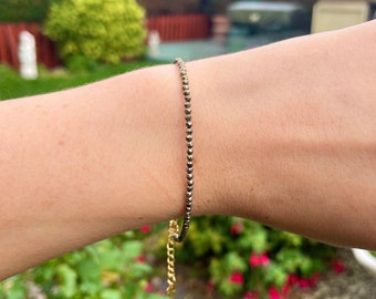 Pyrite adjustable bracelet minimalist natural stone crystal healing stone solar plexus chakra jewellery