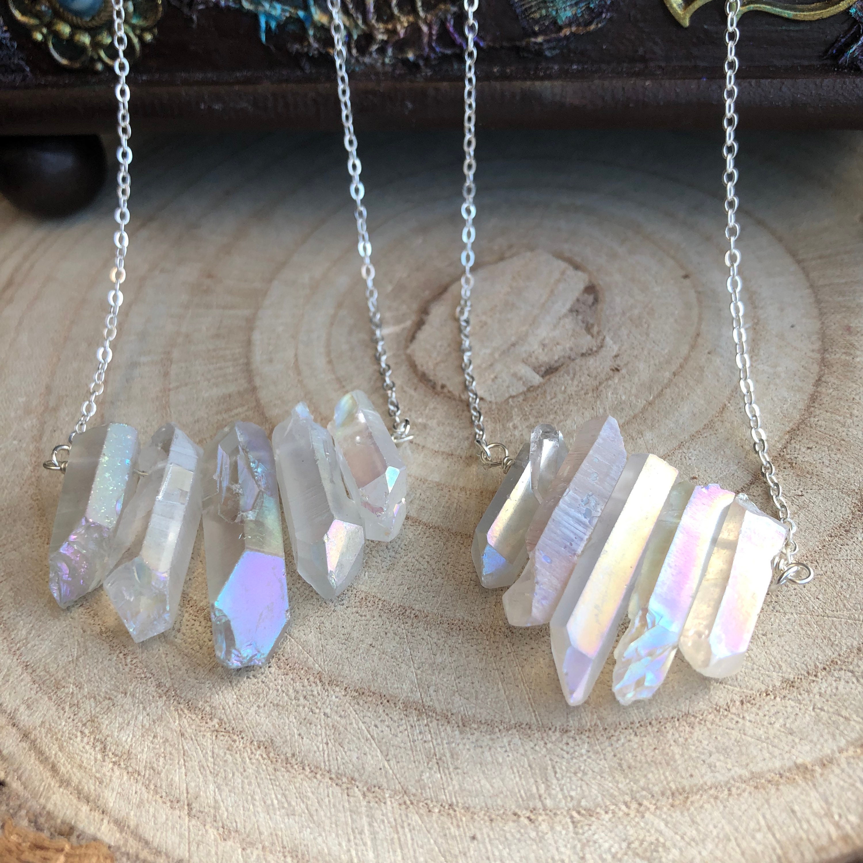 Angel Aura Quartz Crystal Point Necklace Rainbow Aura Quartz - Etsy |  Crystal point necklace, Angel aura quartz, Aura quartz jewelry
