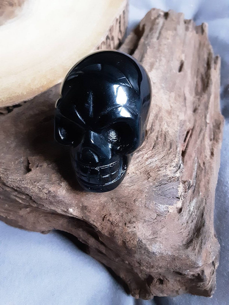 Black Obsidian Solid Skull Crystal Ornament Approx 2 Inches Etsy