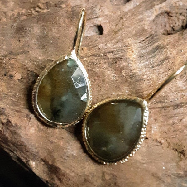 labradorite earrings faceted teardrop crystal healing natural stone transformation