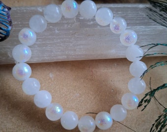 Aura White Moonstone Bracelet: Crystal Healing Witchy Jewellery