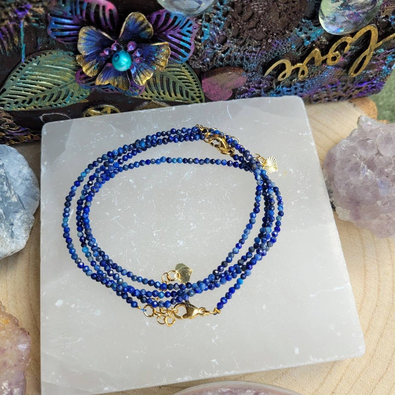 Collar de gargantilla lapislázuli minimalista cristal curativo piedra natural imagen 5