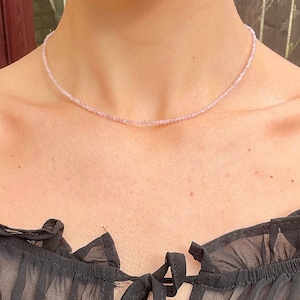 Rose quartz choker necklace minimalist crystal healing natural stone