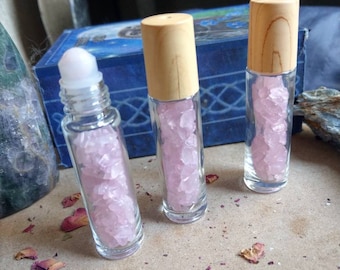 Rose quartz roller ball perfume bottle Crystal healing natural stone aromatherapy