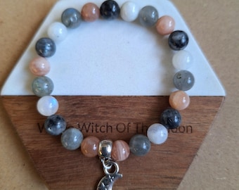 Moonstone Bracelet with Crescent Moon Charm – Witchy Celestial Jewelry