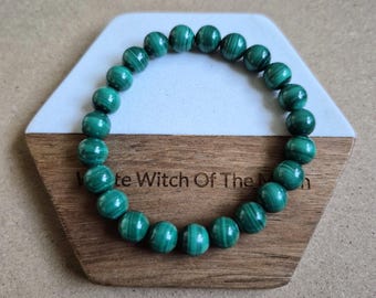 malachite bracelet crystal healing stacking stretch gemstone jewellery for men or women