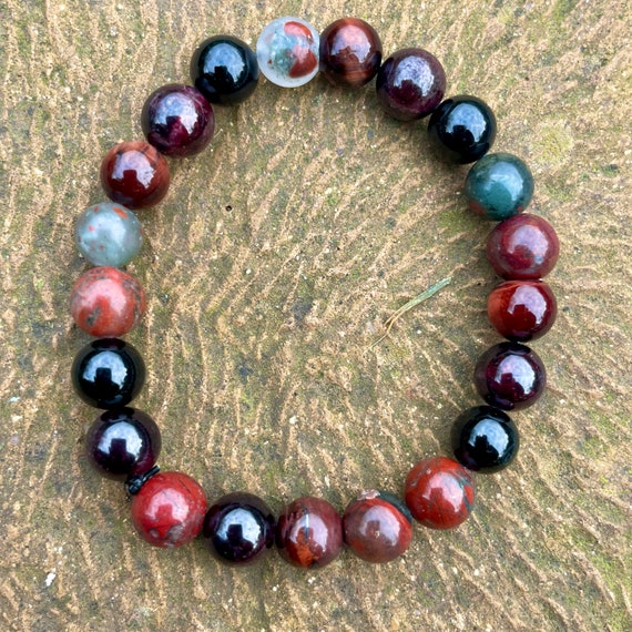 Root Chakra Bracelet Crystal Healing Natural Stone With Black