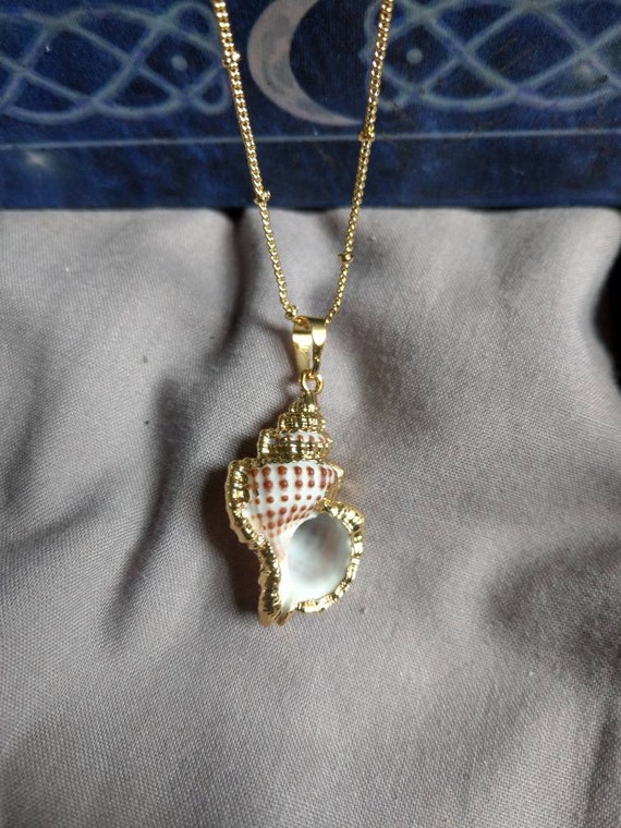 conch Shell on an 18 inch gold colour necklace non tarnish