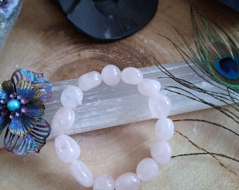 Rose Quartz chunky Bracelet crystal support natural Stone large nugget jewelry