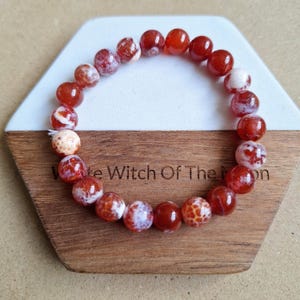 Red Fire Agate Bracelet: Stretchy Crystal Healing Jewellery