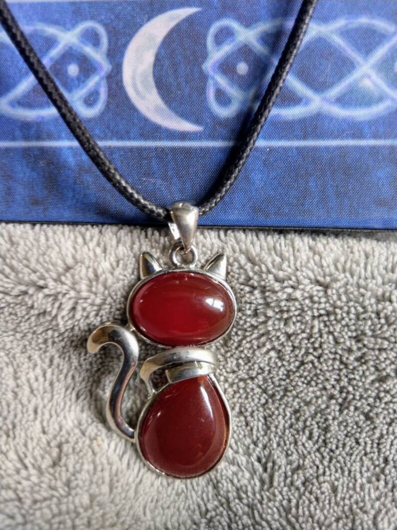 Carnelian cat necklace crystal healing pendant Etsy