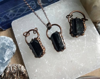 Black Tourmaline pendant necklace raw stone antique style natural stone crystal jewelry Protection, Grounding, Stability, Psychic Attack