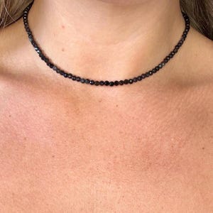 Black obsidian choker necklace minimalist crystal healing gift for her protection