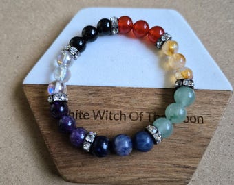 7 Chakra Healing Crystal Bracelet – Natural Gemstone Energy Jewellery – Unisex Yoga & Meditation Gift