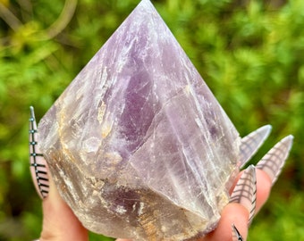 Lavender Amethyst Tower Half Polished Point Raw Crystal Natural Stone Home Decor Polished Gemstone Ornament 290g