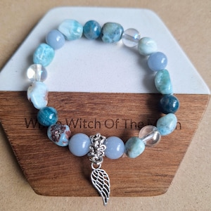 Larimar Angelit Armband: Aura Quartz Crystal Healing, Verbindung zu den Engeln