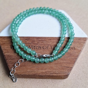 Green Aventurine Choker: Minimalist Crystal Healing Necklace, Heart Chakra