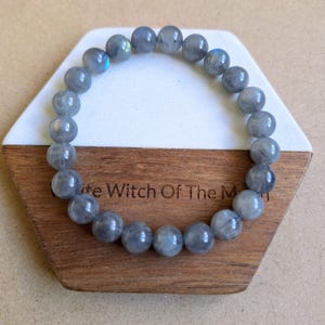 Labradorite Bracelet – Crystal Healing Natural Stone Stretchy Stacking Bead Bangle Jewellery Gift for Him or Her
