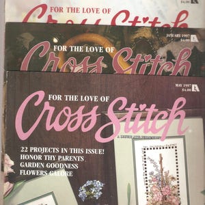 Pour l&#39;amour du point de croix - 1997 - lot de magazines - point de croix compté - dessins et modèles