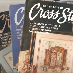 Pour l&#39;amour du point de croix - lot de magazines 1990 - point de croix compté - dessins et modèles