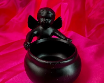 Black Heaven Collection Maximalist Cherub Small Indoor Planter Candleholder Trinket Holder Dish