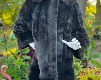 Red Carpet Glamour Faux Mink Fur Vintage Coat by Country Pacer