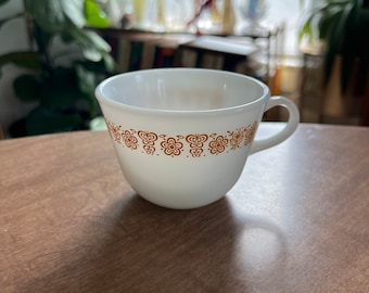 1970s Vintage Pyrex Butterfly Gold Teacup Coffee Mug Milkglass