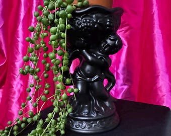 Black Heaven Collection Maximalist Gothic Upcycled Indoor Planter Vase