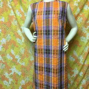 1960s Vintage Plaid Shift Dress
