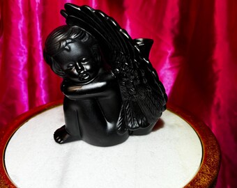 Black Heaven Collection Mamximalist Gothic Monochrome Angels of Death Upcycled Vintage Vase