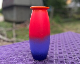 Red/Periwinkle/Blue Upcycled Vase/Plant Stand