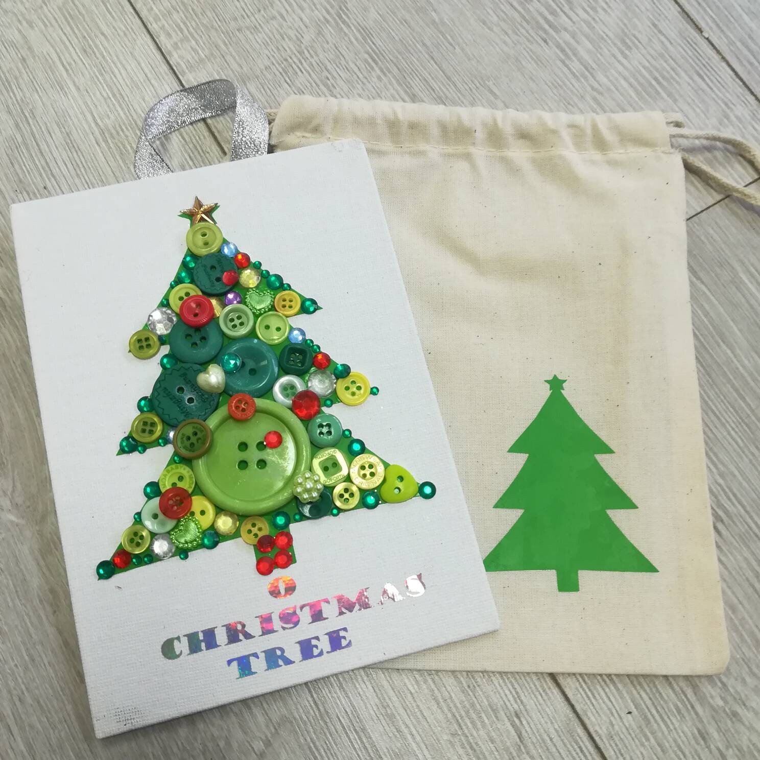 Christmas tree button art kit. Children's craft kit Etsy