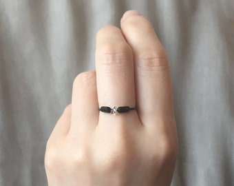 NY Herkimer Diamond Quartz Leather Ring