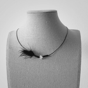 NY Herkimer Diamond Quartz Leather Necklace